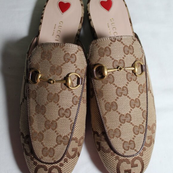 NWB Gucci Jumbo GG Supreme Princetown Horsebit Flats Mules Slip Ons 39.5 475094 - Picture 3 of 9